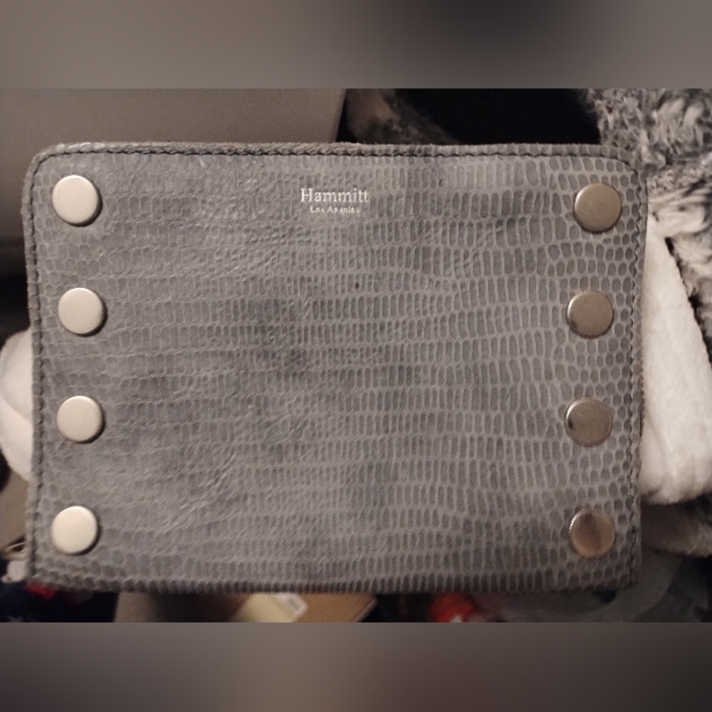 HAMMITT 605 South Jurassic Leather Brushed Silver Wallet Wristlet